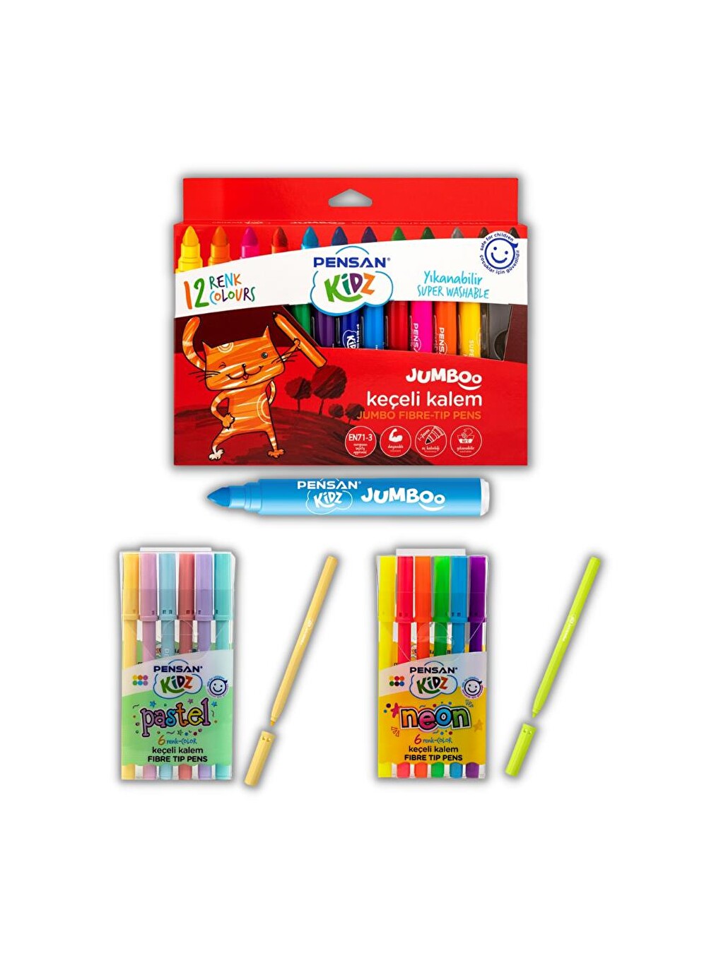 Keçeli Kalem Seti 6 Neon - 6 Pastel Ve 12 Renk Jumbo Keçeli Kalem Keçeli Kalem 1 Paket