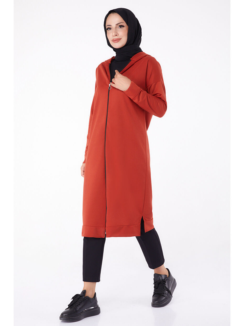 Kahverengi Fermuarlı Kap Kiremit - 13299