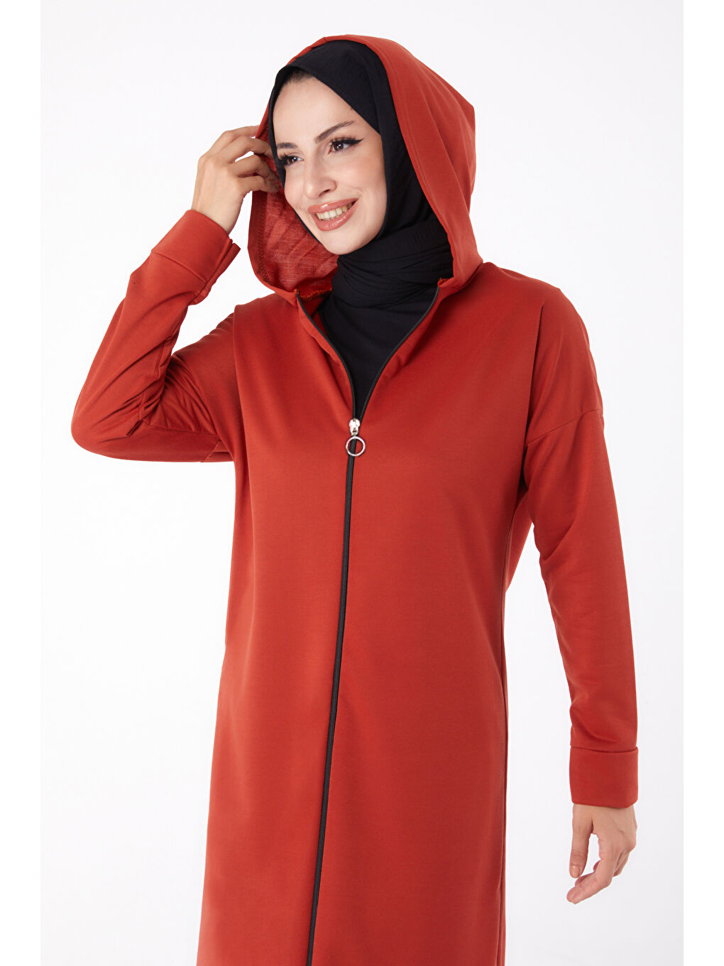 Kahverengi Fermuarlı Kap Kiremit - 13299-1