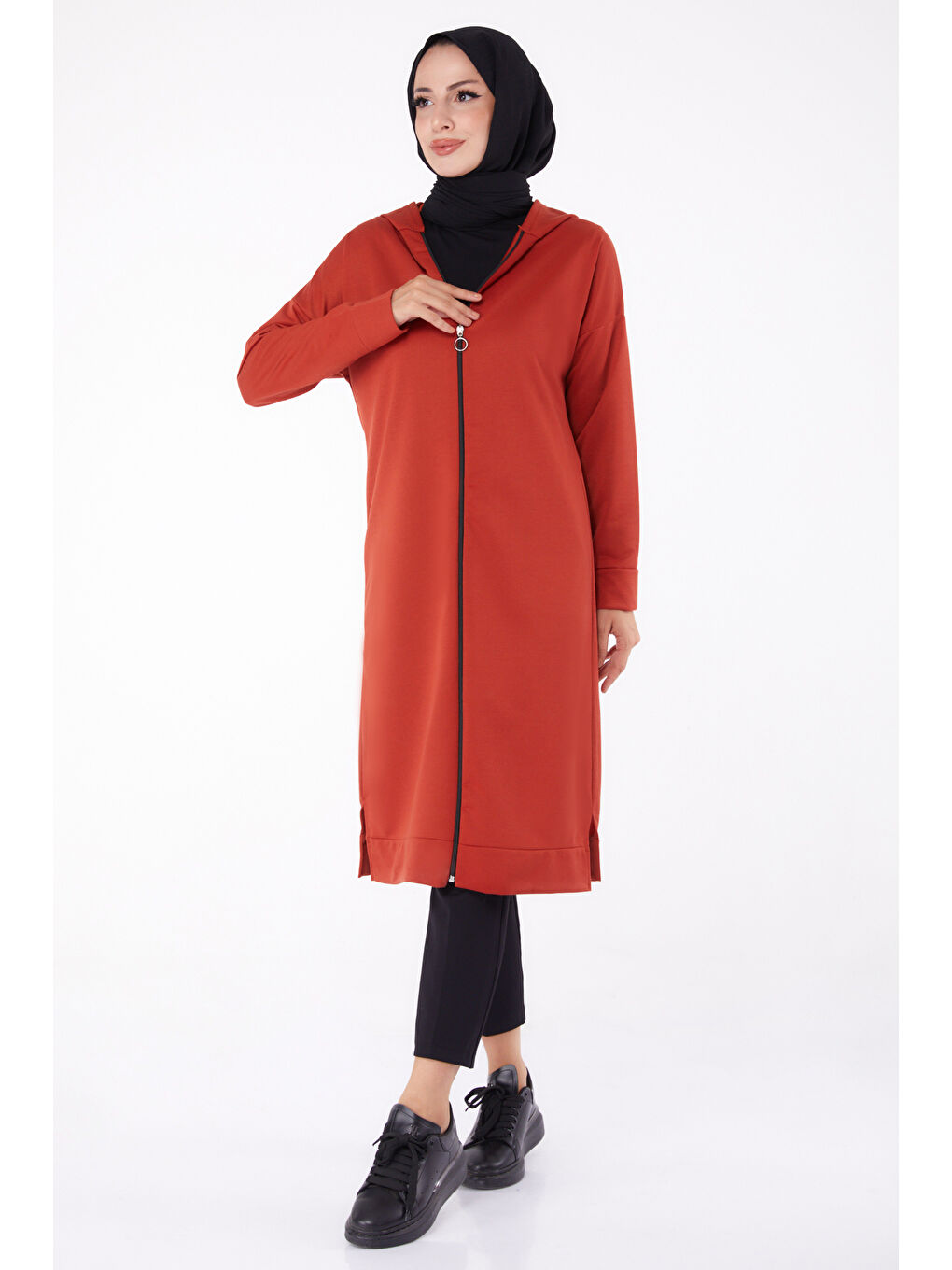 Kahverengi Fermuarlı Kap Kiremit - 13299-2