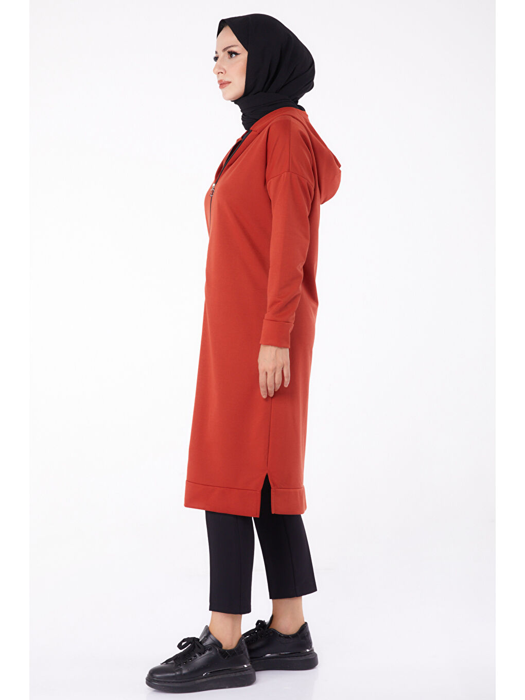 Kahverengi Fermuarlı Kap Kiremit - 13299-3