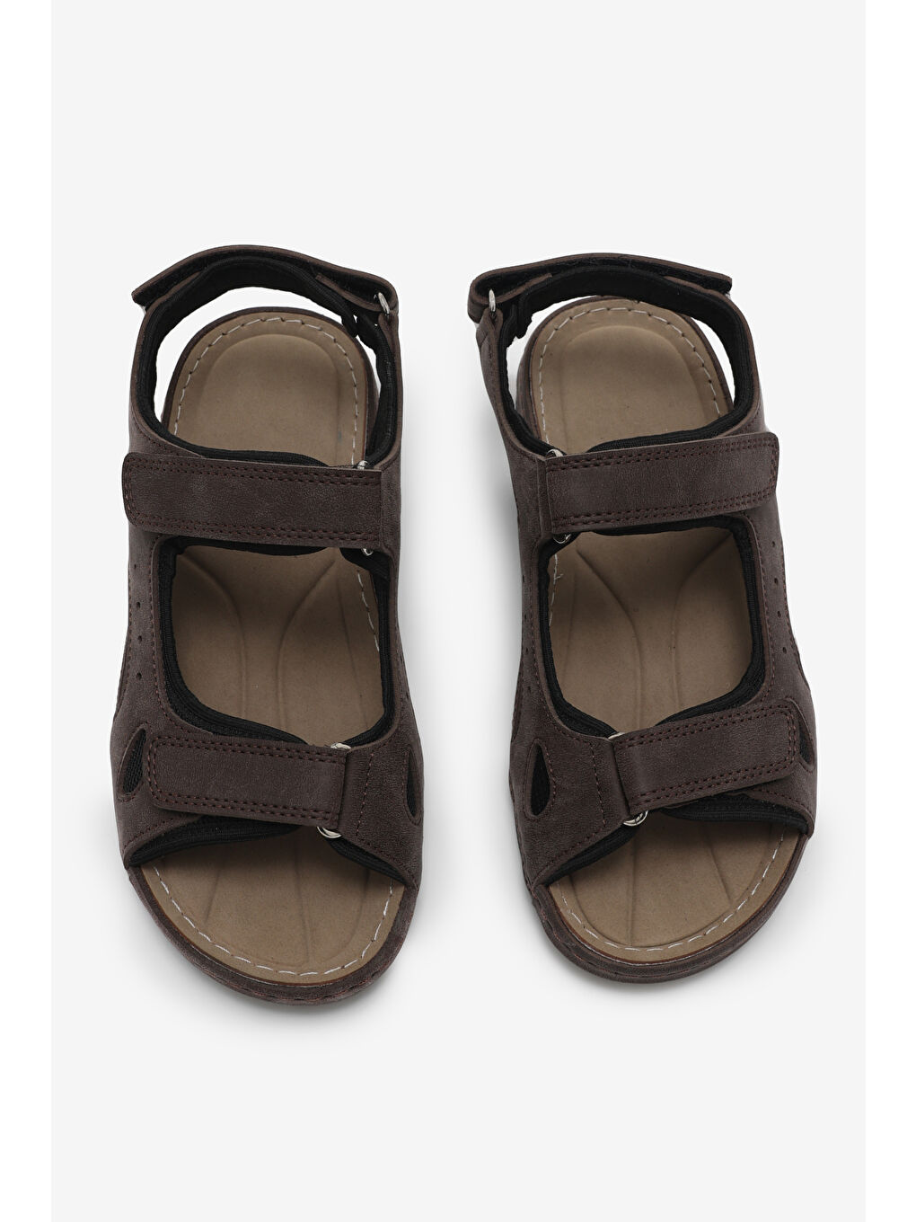 Kahverengi Kadın Kahve Rahat Kalıp Poli Taban Çırtlı Sandalet