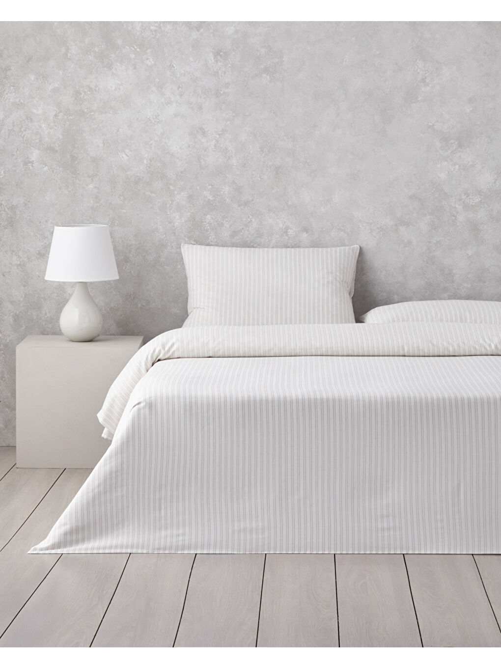 Stitch Line İpliği Boyalı Tek Kişilik Nevresim Takımı 160x220 cm Bej