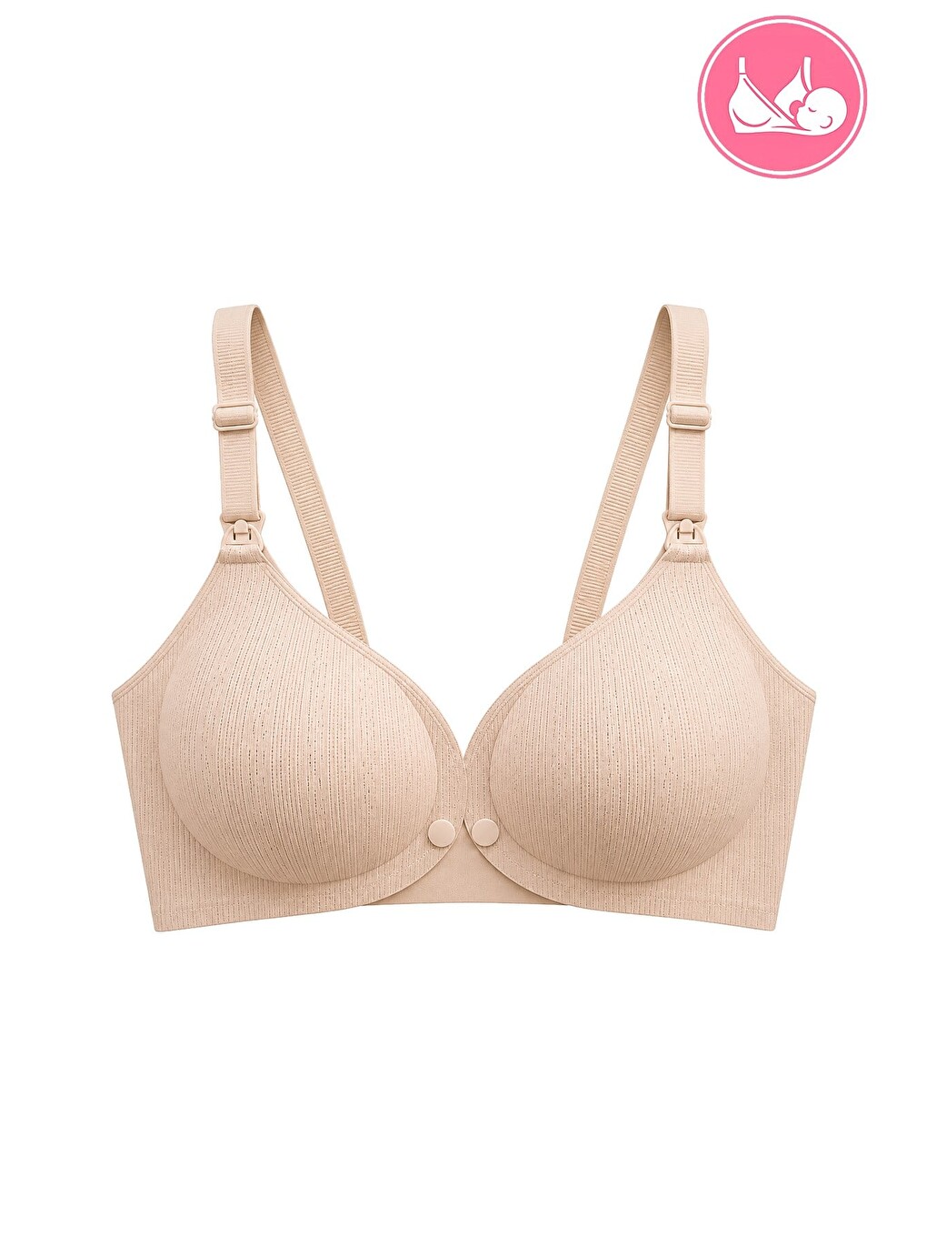 Bej Seamless Bra - Mavelle | Ten Lazer Kesim Klipsli Ve Çıtçıtlı Önü Açılabilir Emzirme Sütyeni