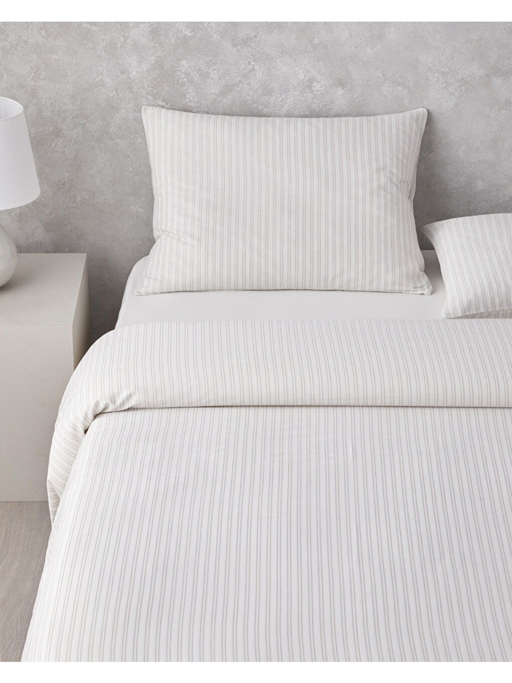 Stitch Line İpliği Boyalı Tek Kişilik Nevresim Takımı 160x220 cm Bej-1