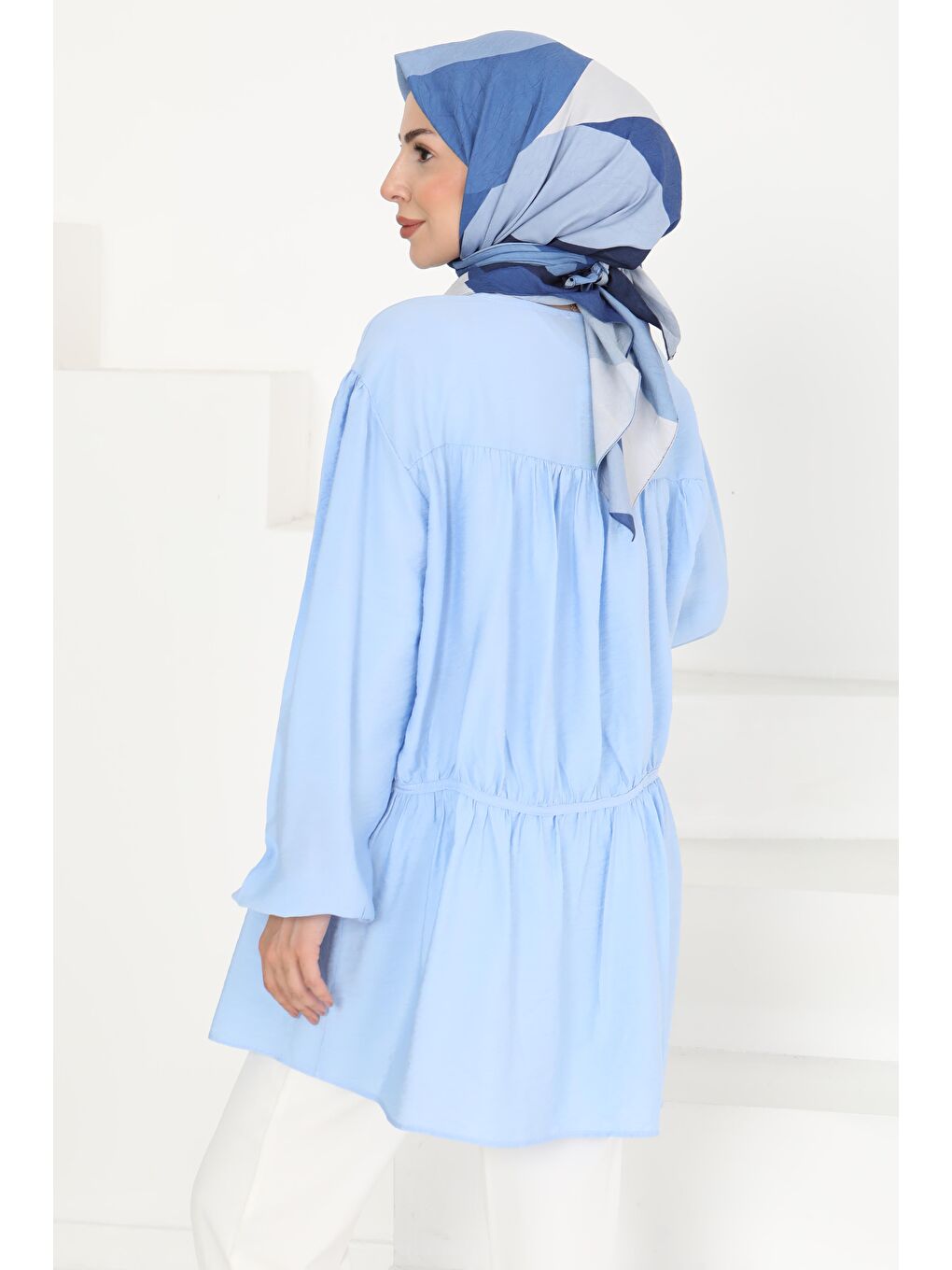 Çiçek İnci Detaylı Tunik Bebe Mavi - 27273-4