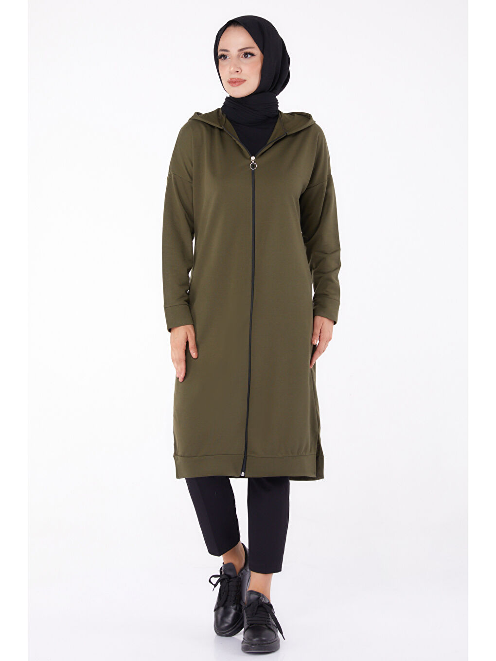 Fermuarlı Kap Haki - 13299-2