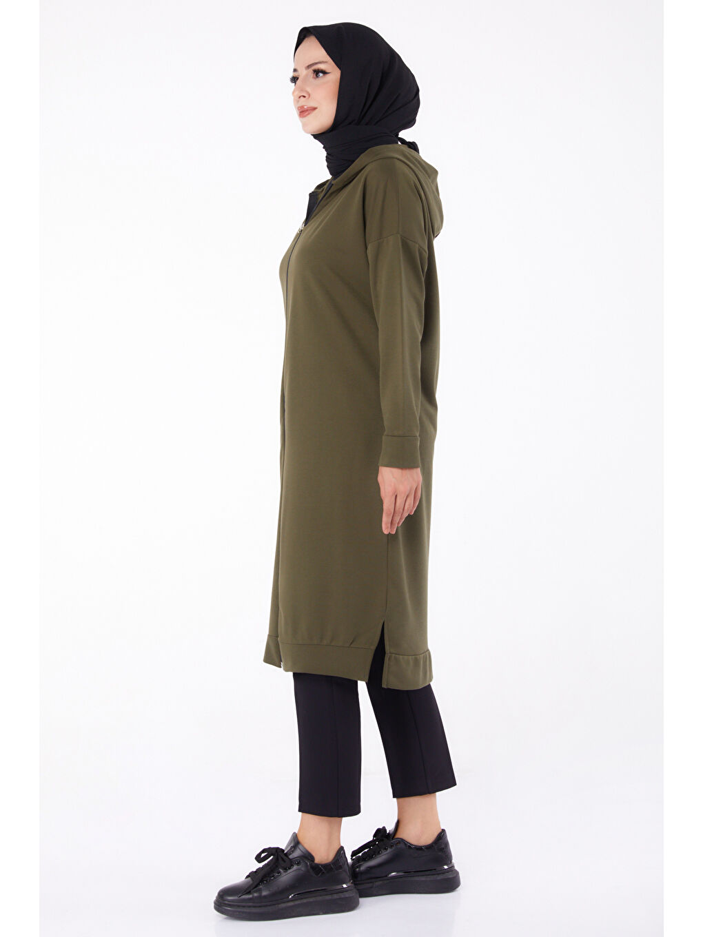 Fermuarlı Kap Haki - 13299-3