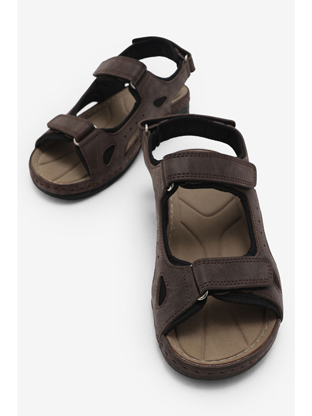 Kahverengi Kadın Kahve Rahat Kalıp Poli Taban Çırtlı Sandalet-1