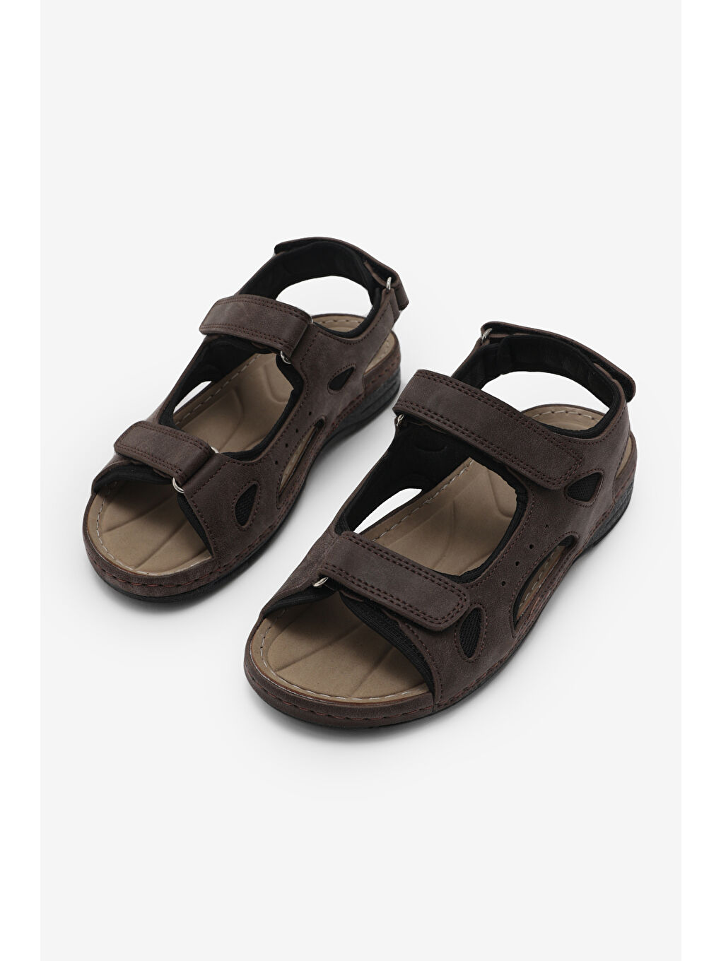 Kahverengi Kadın Kahve Rahat Kalıp Poli Taban Çırtlı Sandalet-2