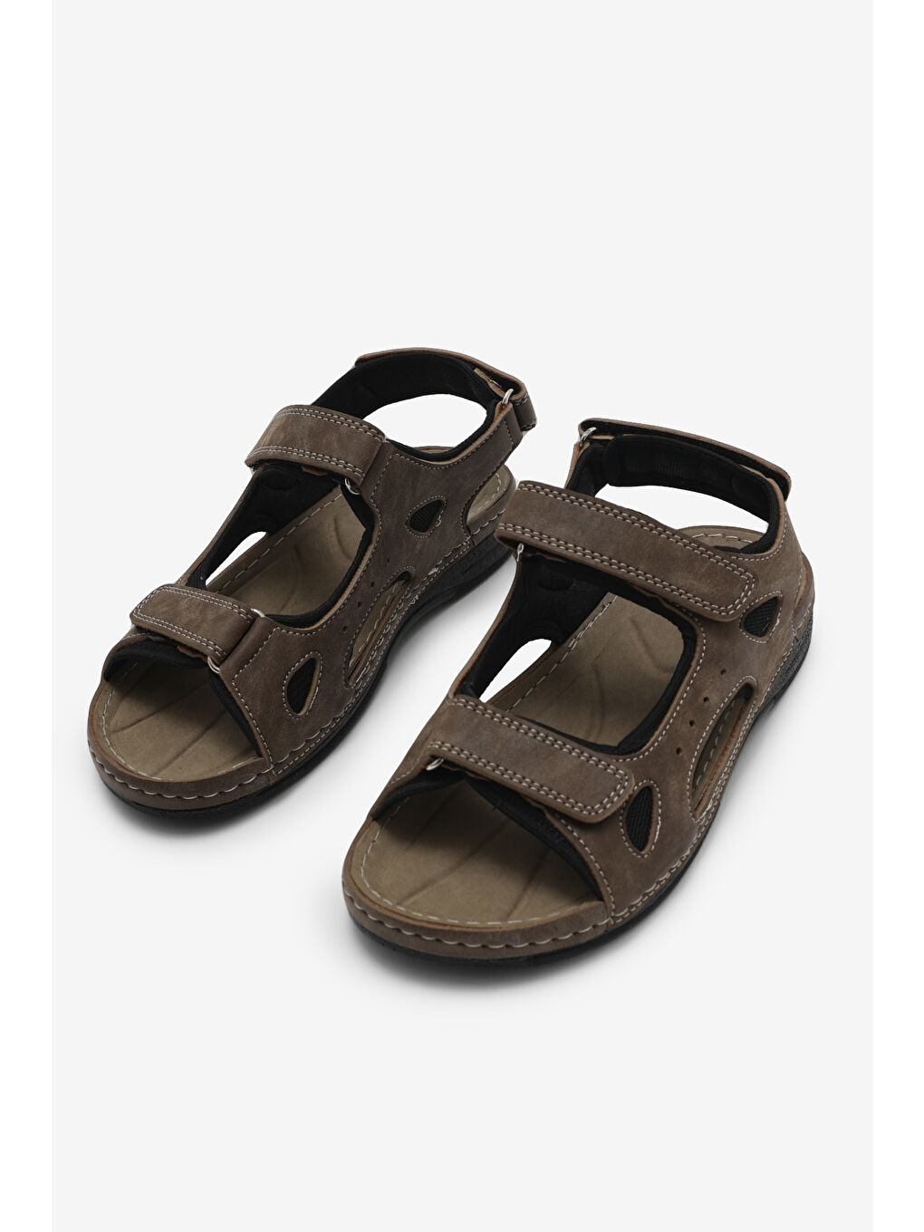 Bej Kadın Vizon Rahat Kalıp Poli Taban Çırtlı Sandalet-1