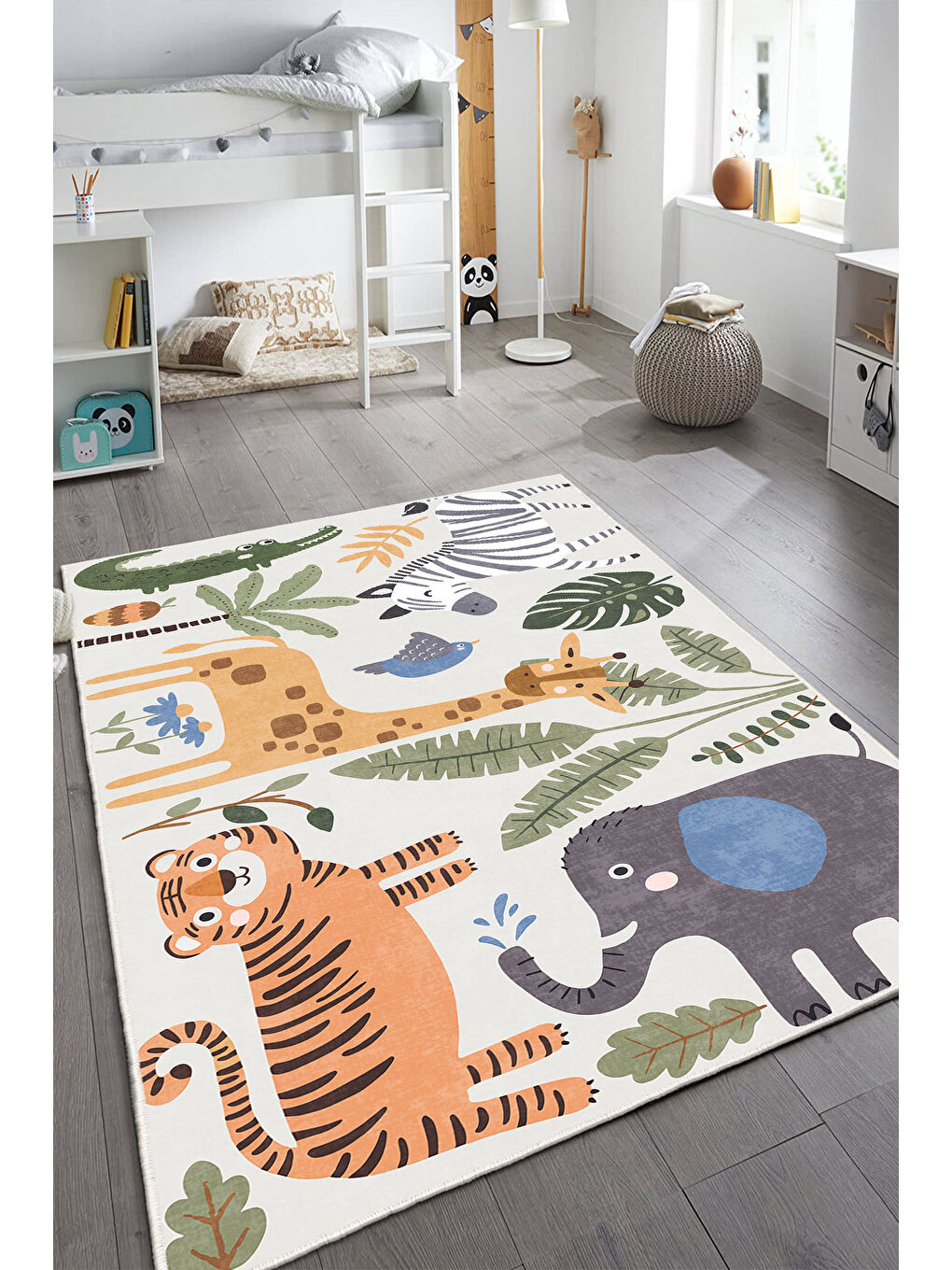 Bej Dekoratif Özel Tasarım Yıkanabilir İnce Kaymaz Tabanlı Modern Halı KECE FR32-2