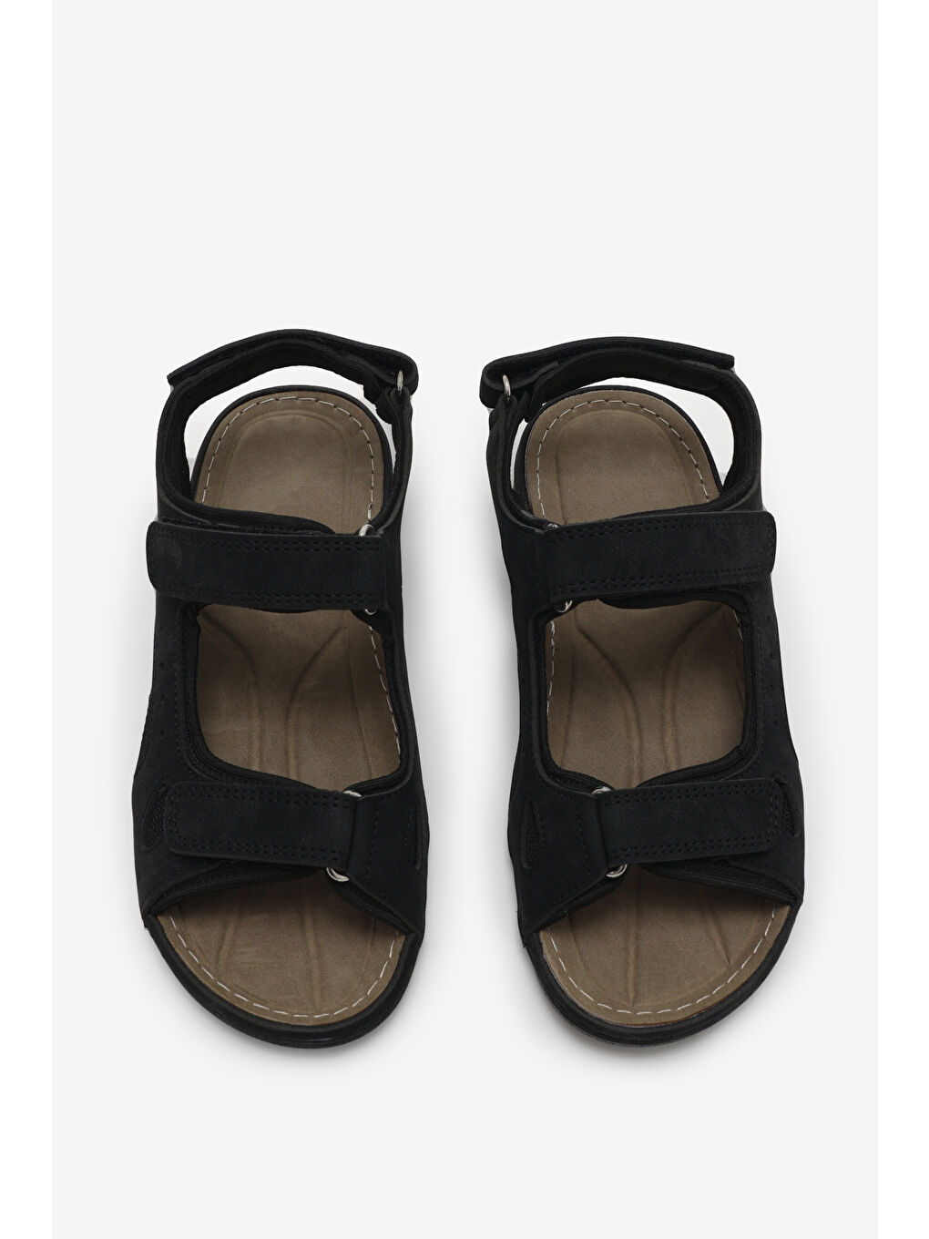 Kadın Siyah Rahat Kalıp Poli Taban Çırtlı Sandalet-2