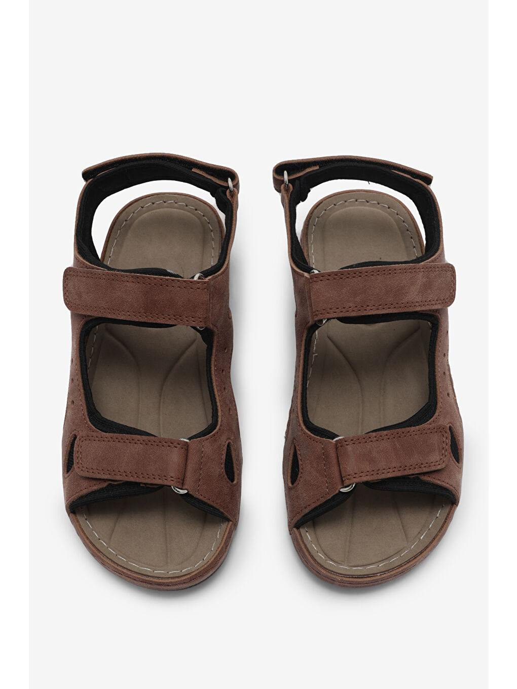 Kahverengi Kadın Taba Rahat Kalıp Poli Taban Çırtlı Sandalet-1