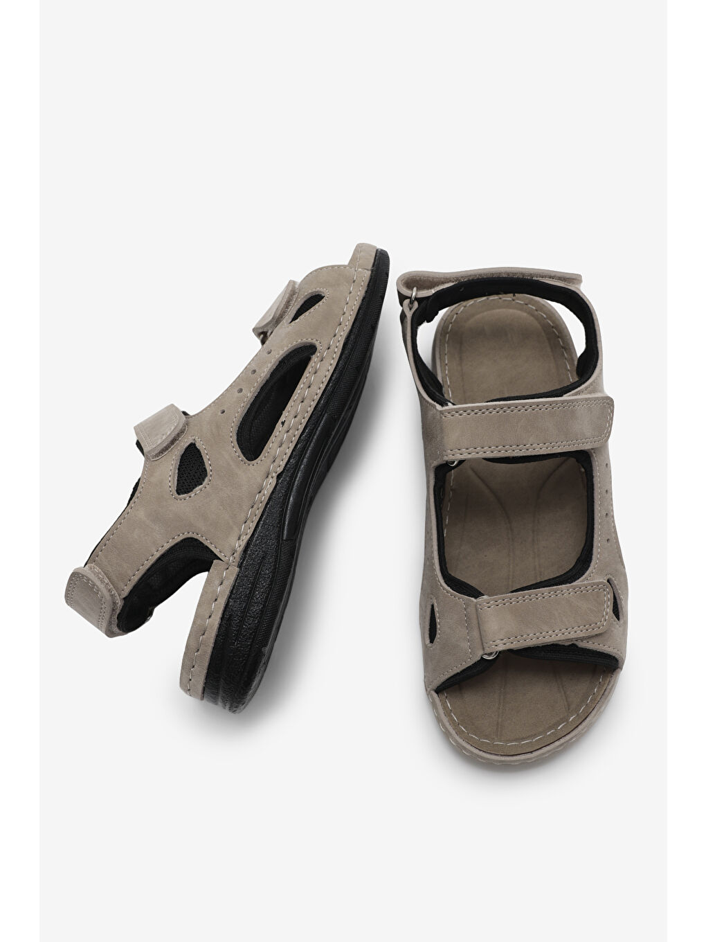 Kadın Bej Rahat Kalıp Poli Taban Çırtlı Sandalet-2