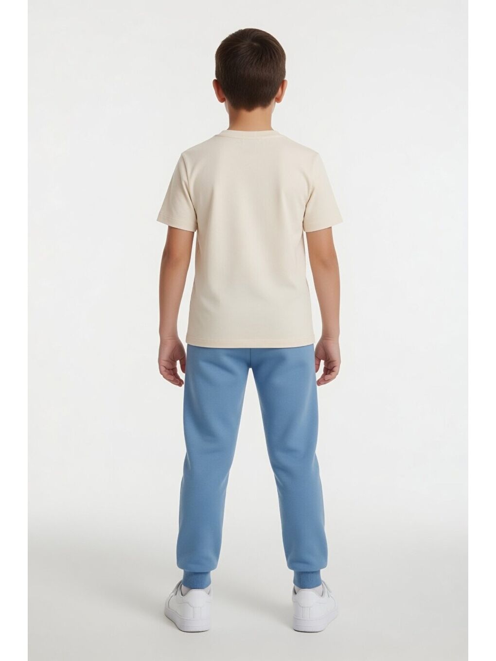 Mavi Baskılı Bisiklet Yaka Tişörtlü Beli Lastikli Erkek Çocuk 2li Takım 23886-2