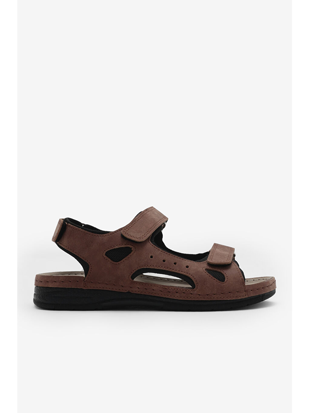 Kahverengi Kadın Taba Rahat Kalıp Poli Taban Çırtlı Sandalet-4