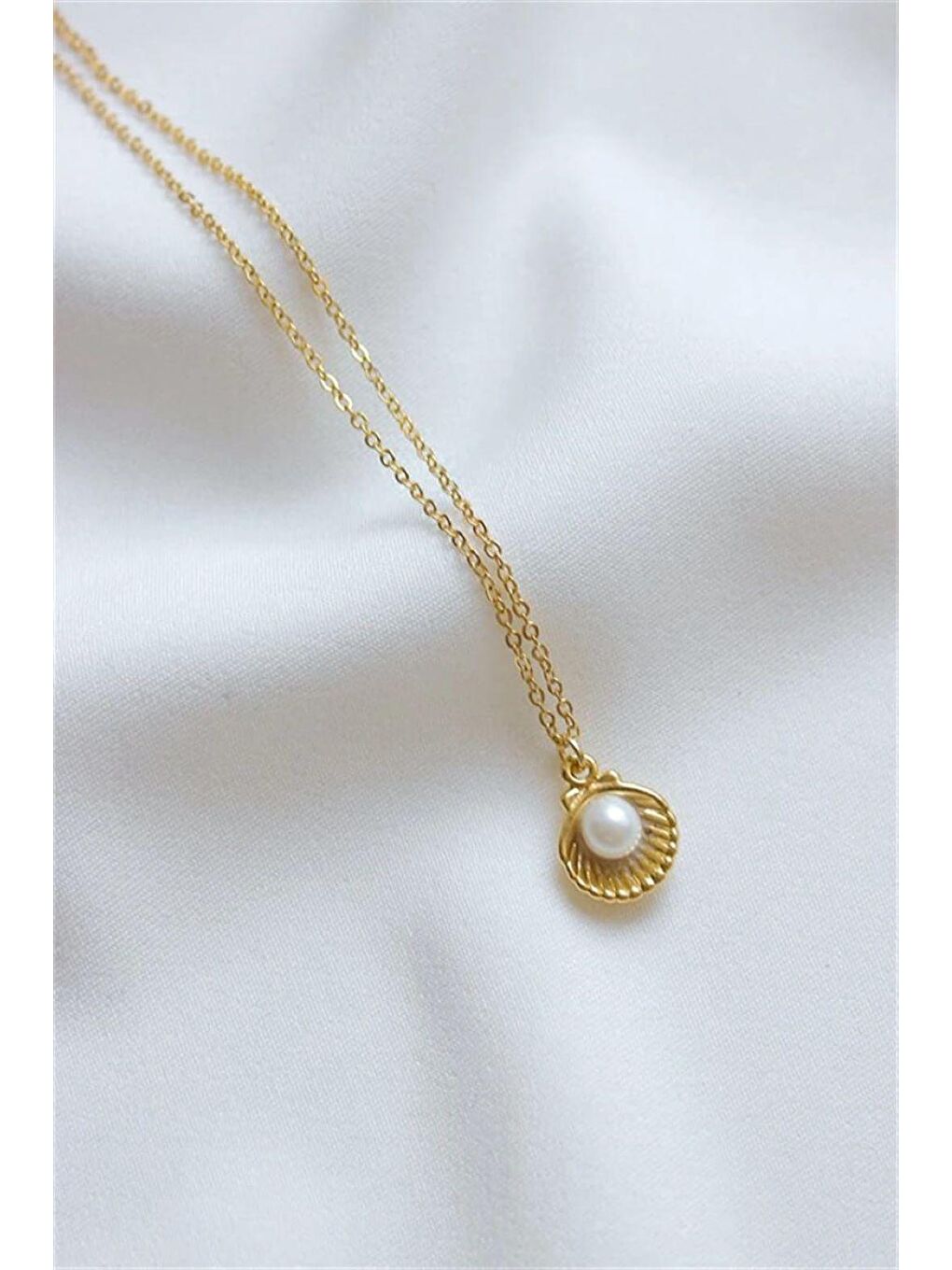 Sarı Kadın Gold Zincir İncili İstiridye Kolye