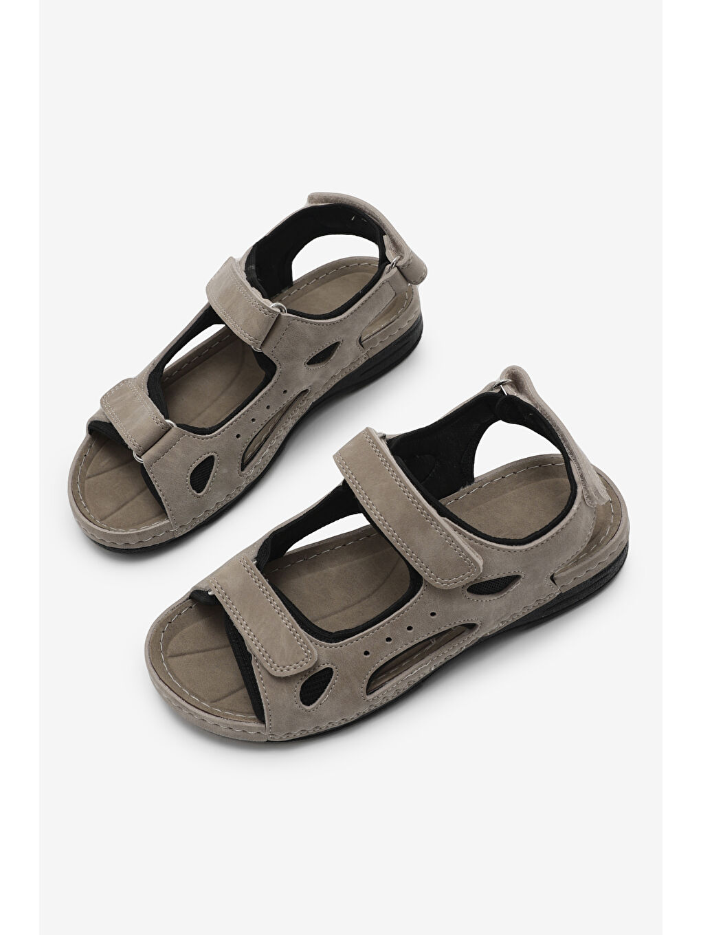 Kadın Bej Rahat Kalıp Poli Taban Çırtlı Sandalet-4