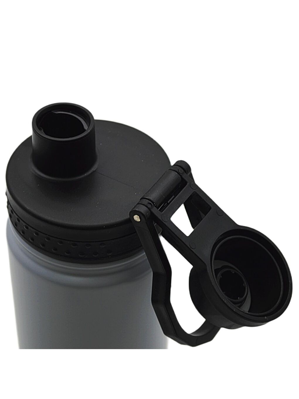 Gri Vidalı Kapak Taşıma Kulplu Çelik Matara 540 ml-1