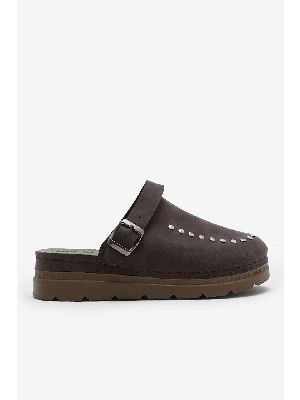 Kadın Kahverengi Rahat Kalıp Taşlı Tokalı Sandalet-4