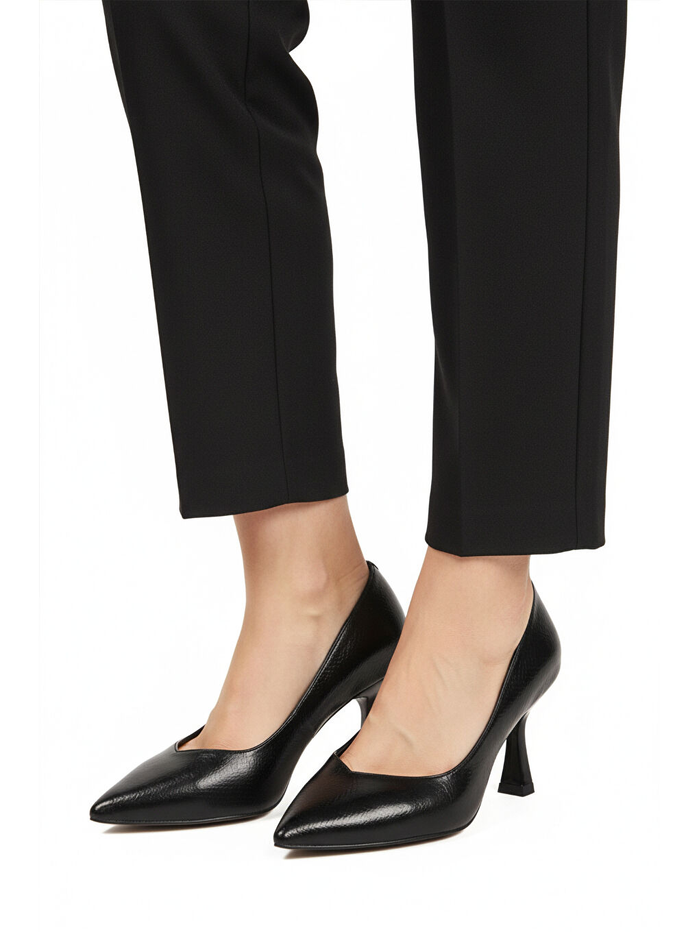 Siyah Kırışık Kısa İnce Topuklu Kadın Abiye Ayakkabı 357190 Z