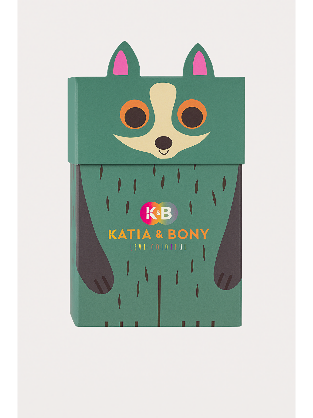 Yeşil Erkek Çocuk Rakun Desenli 2'Li Kutulu Çorap-1