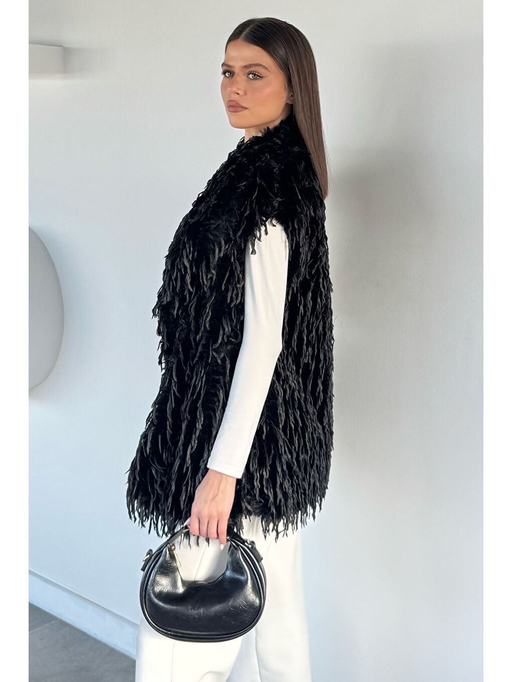 Siyah Kadın Astarlı Püsküllü Yelek (s-m-l-xl Uyumludur)-3