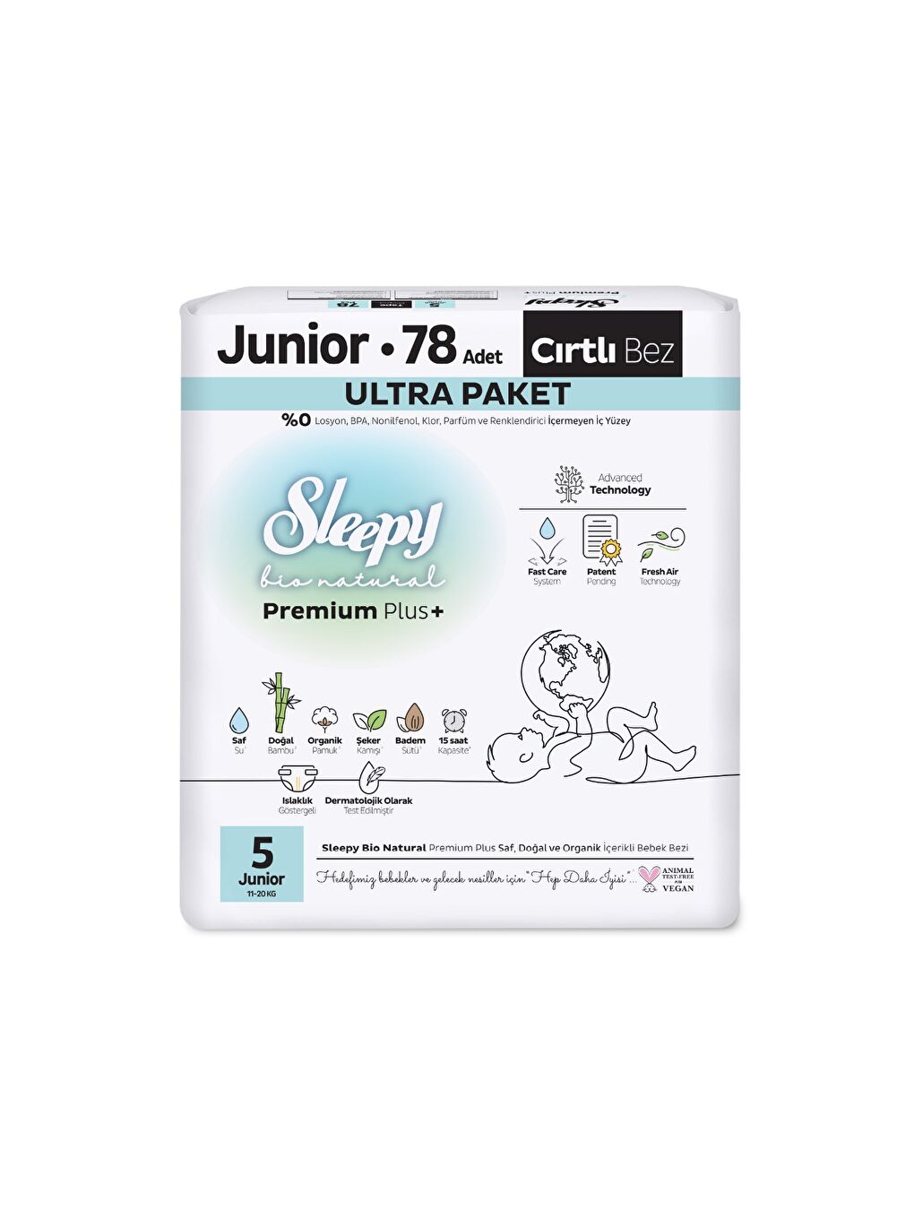 Bio Natural Premium Plus Ultra Paket Bebek Bezi 5 Numara Junior 78 Adet-1