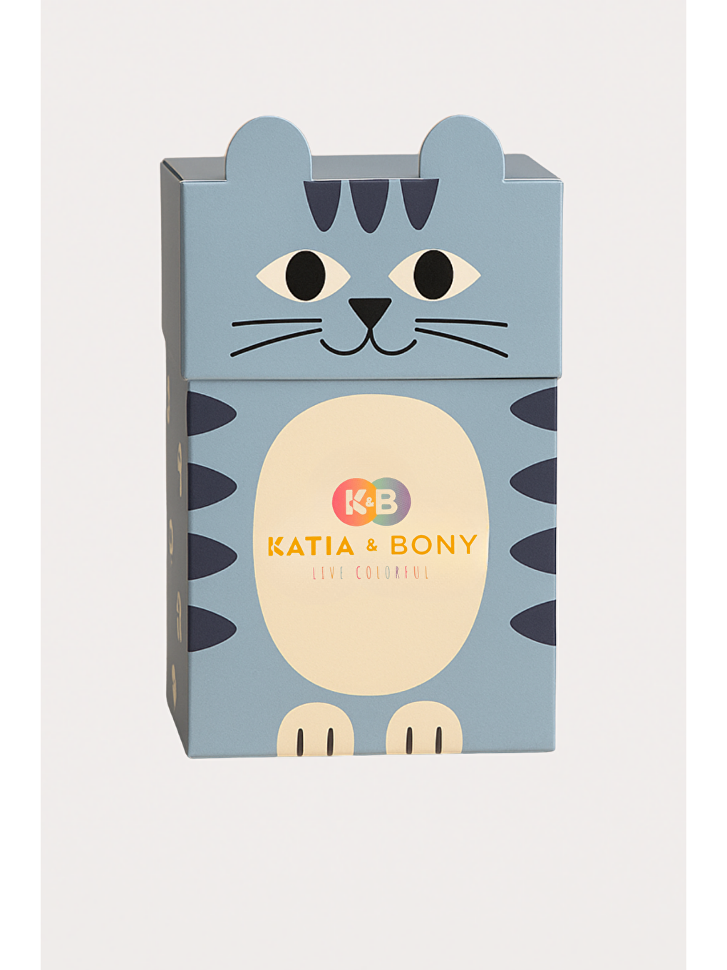 Çocuk Kedi Desenli 2'Li Kutulu Soket Çorap Mavi-1