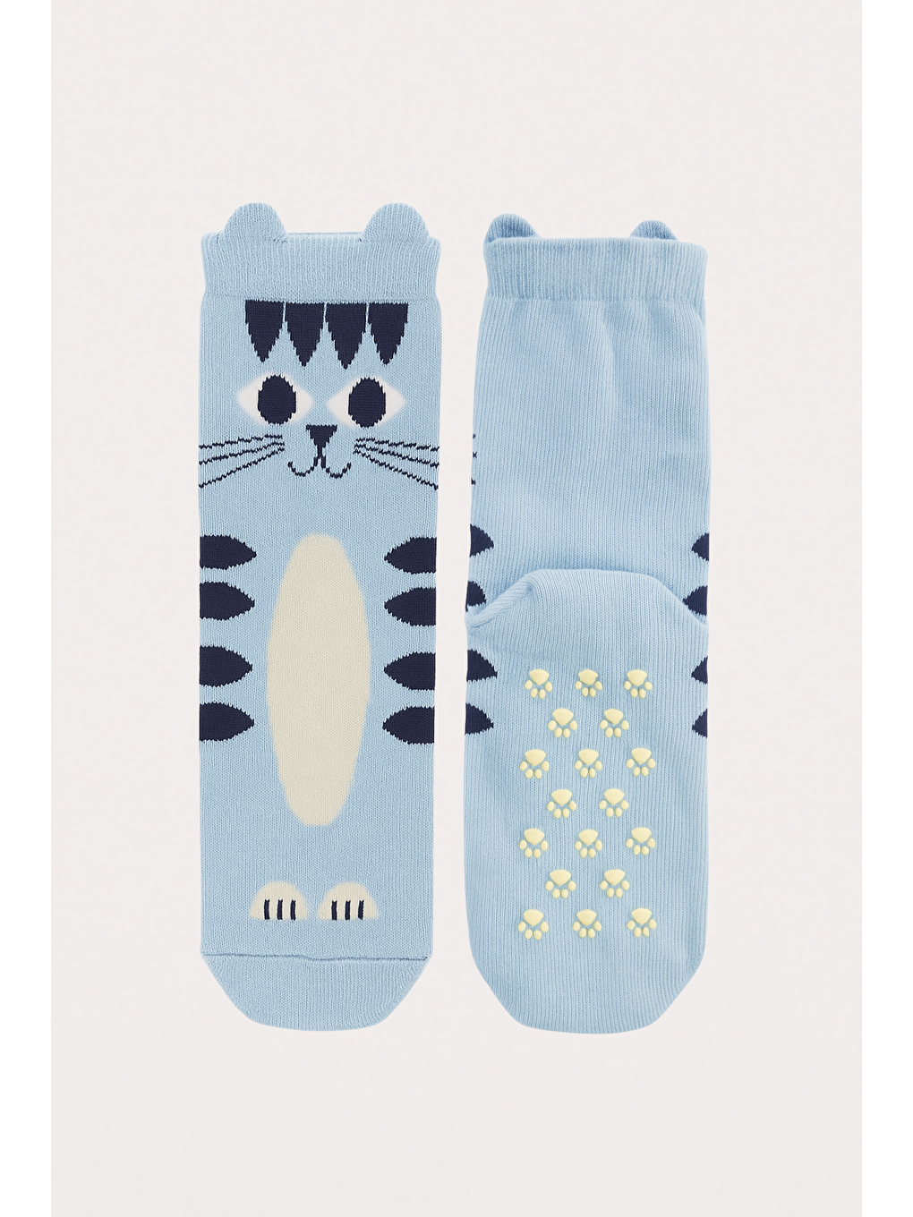 Çocuk Kedi Desenli 2'Li Kutulu Soket Çorap Mavi-2