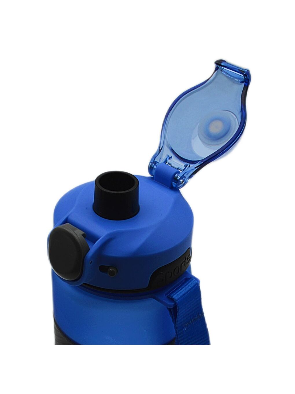 Mavi Tritan Soft Touch Auto Kapak Silikon Bantlı Askılı Matara 750 ml (T-0121)-1