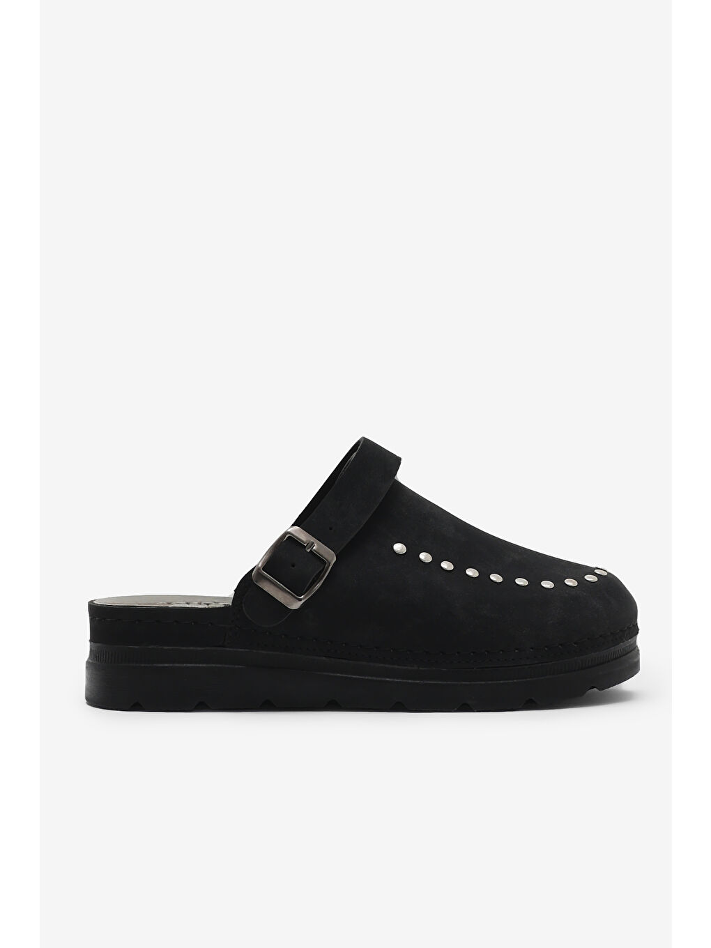 Kadın Siyah Rahat Kalıp Taşlı Tokalı Sandalet-4