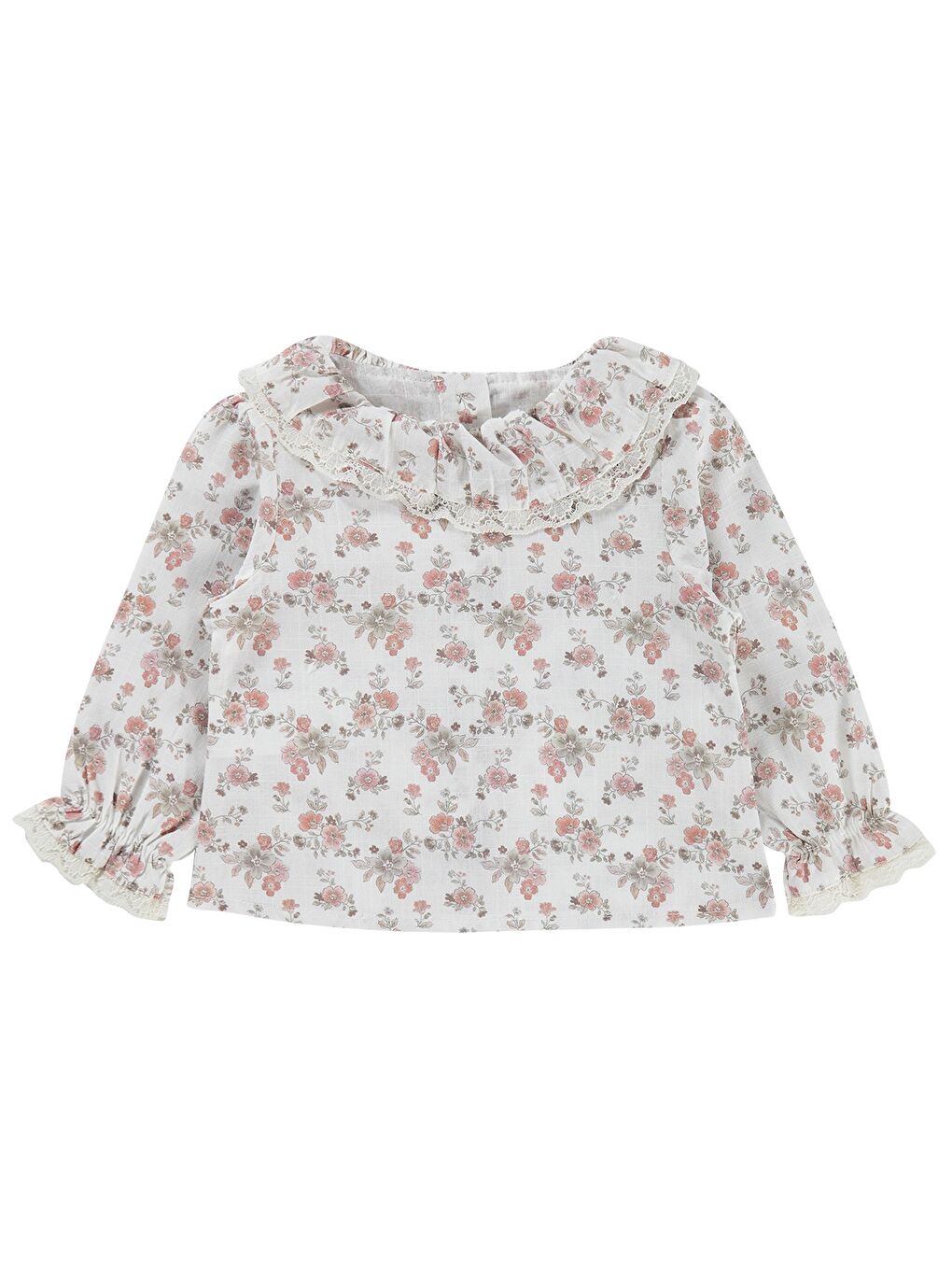 Pembe Baby Çiçek Baskılı Düğmeli 6-18 Ay Elbise - Pudra-2