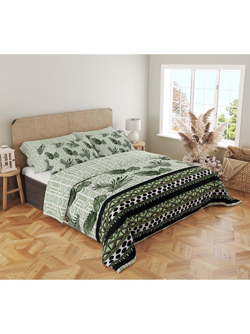 Karışık Baskılı,Desenli Çift Kişilik Nevresim Takımı (ÇARŞAFSIZ) 200x220 cm-1