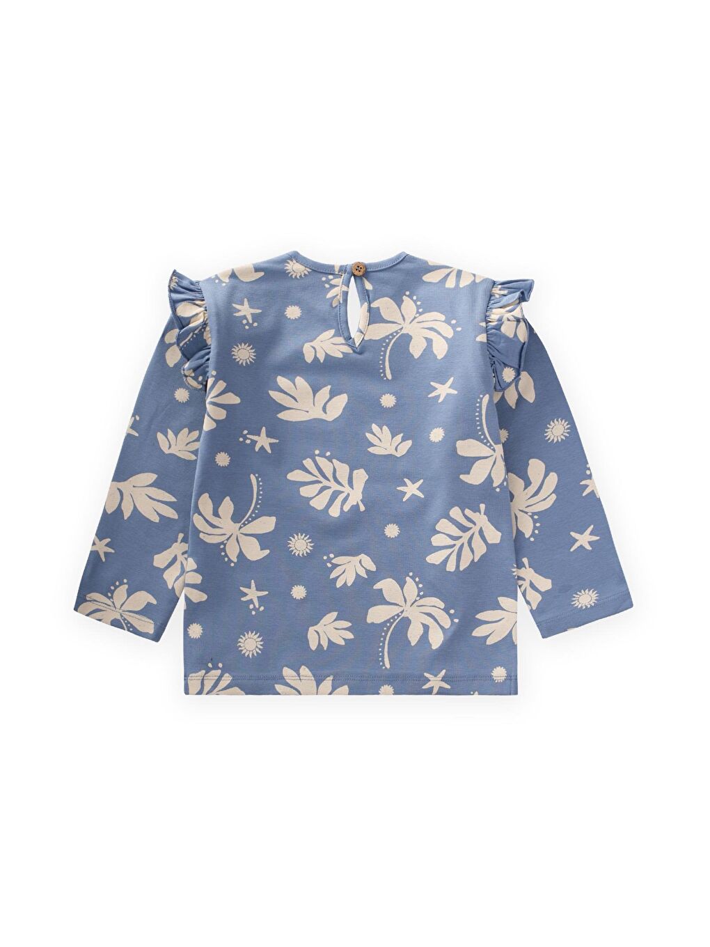 Mavi Kız Çocuk Uzun Kollu Desenli Tişört-1