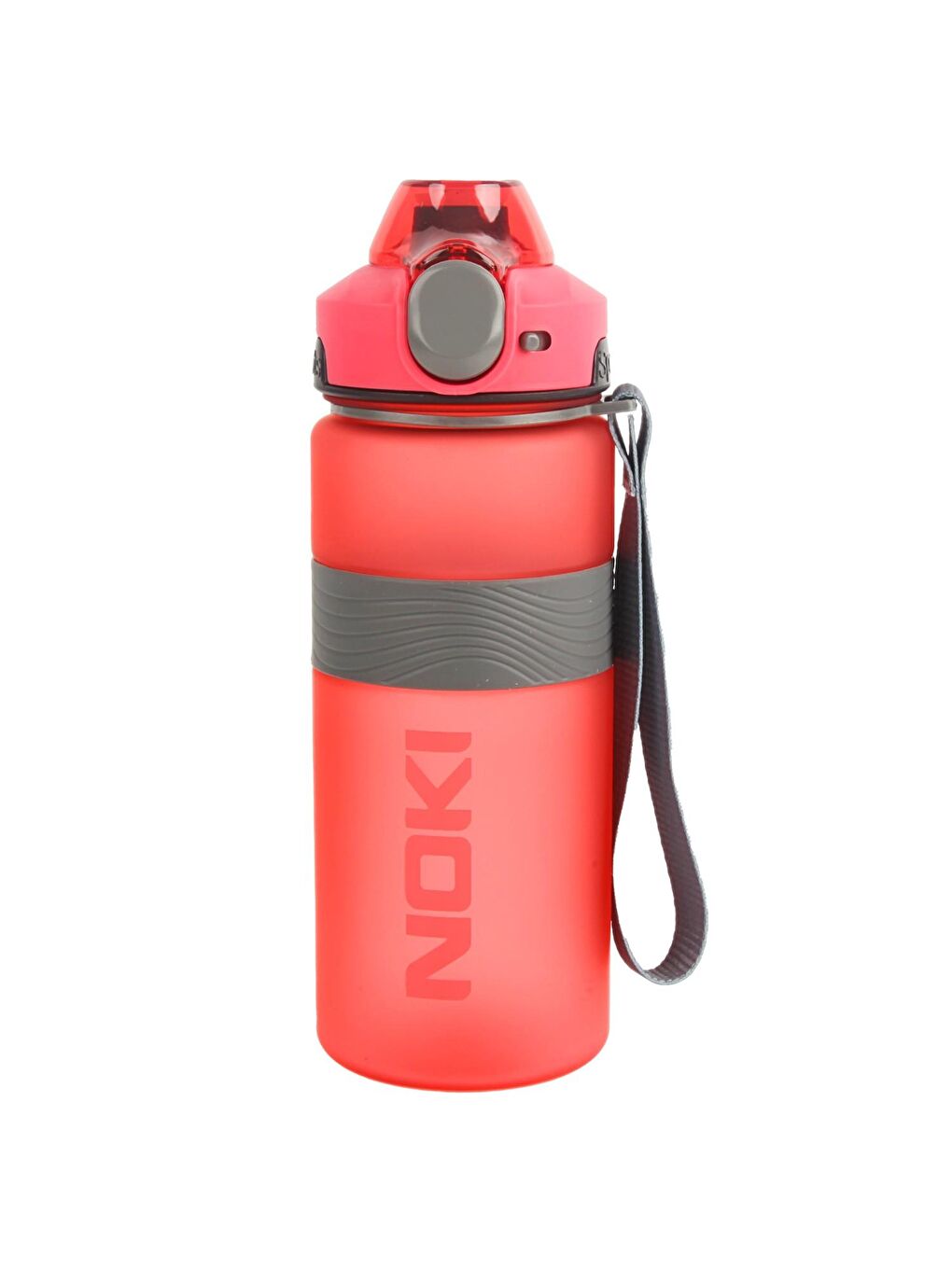 Kırmızı Tritan Soft Touch Auto Kapak Silikon Bantlı Askılı Matara 750 ml (T-0121)