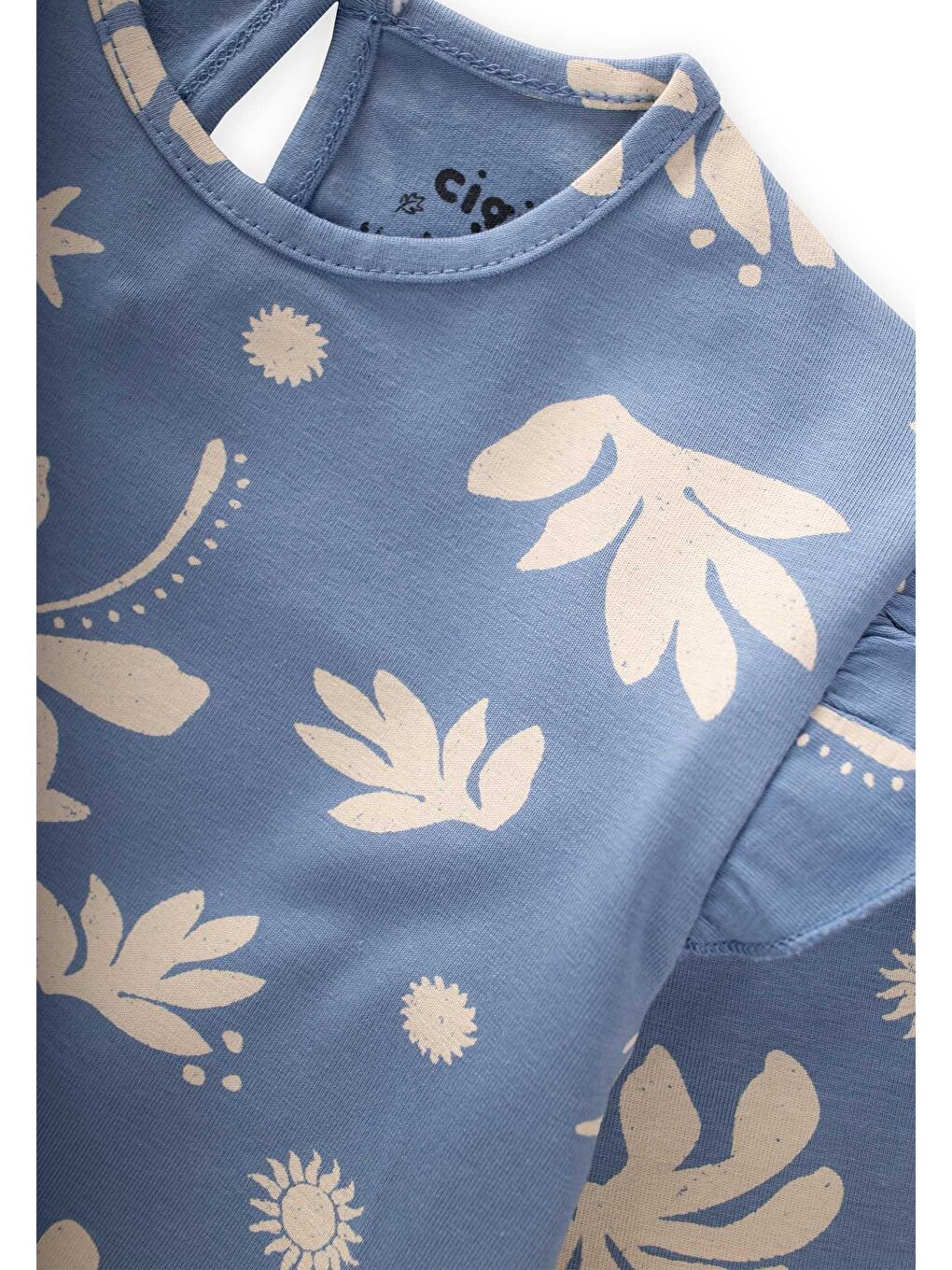 Mavi Kız Çocuk Uzun Kollu Desenli Tişört-2