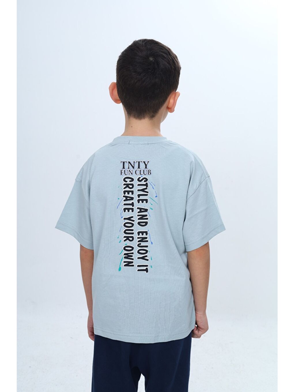 Gri Erkek Çocuk Bisiklet Yaka Kısa Kollu Baskılı Tişört 24990-3