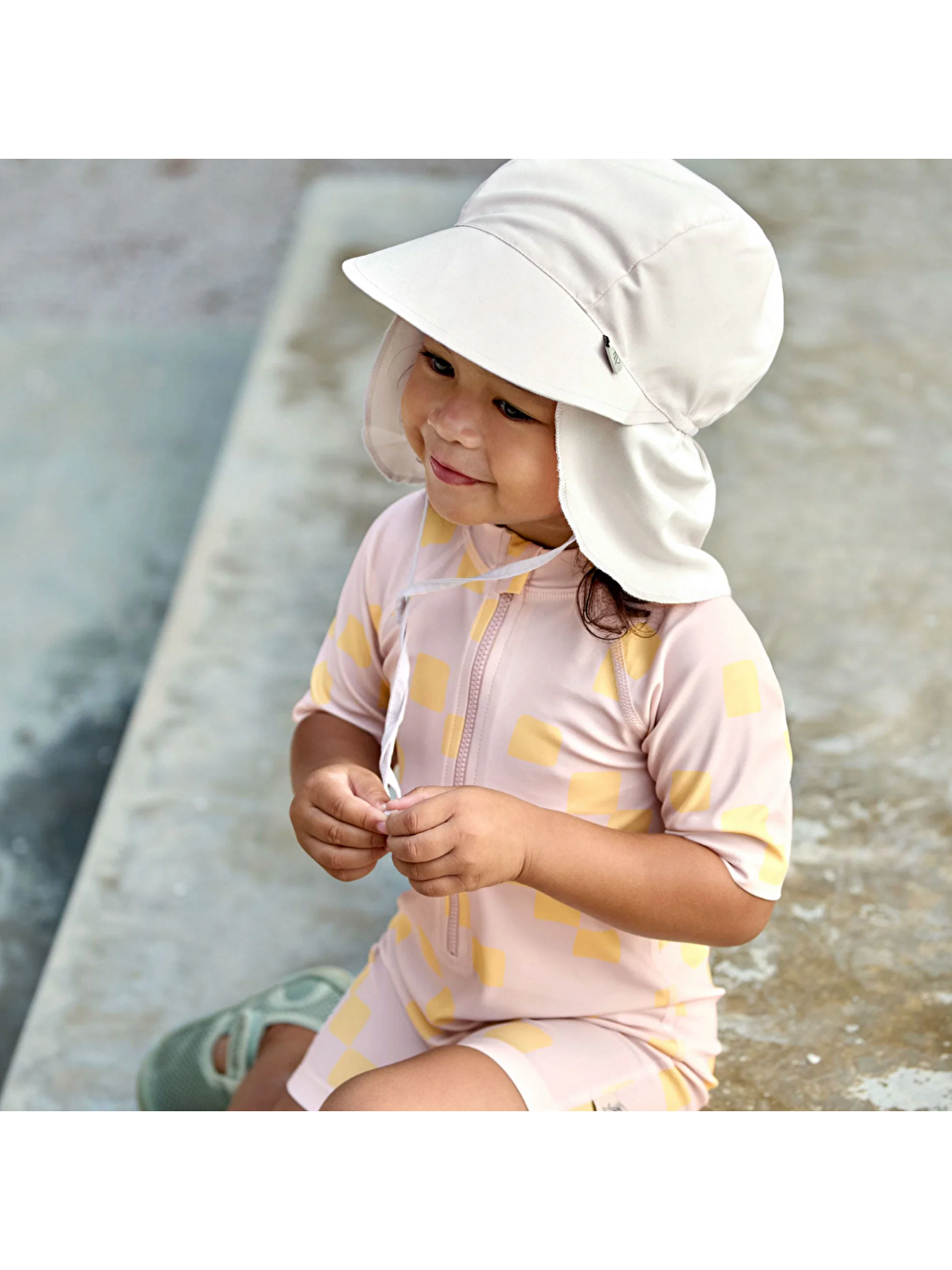 Pembe UV Korumalı Mayo Checkerboard Pale Pink Yellow-4
