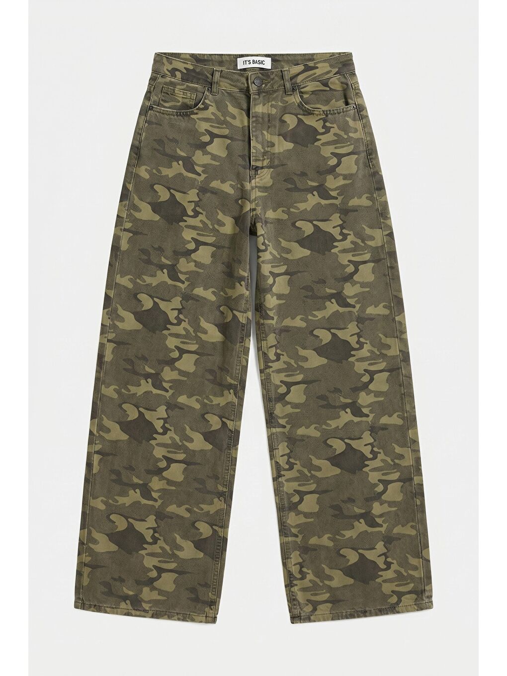 Kahverengi Kadın Kamuflaj 6s6-28 Süper Baggy Denim Jean-4