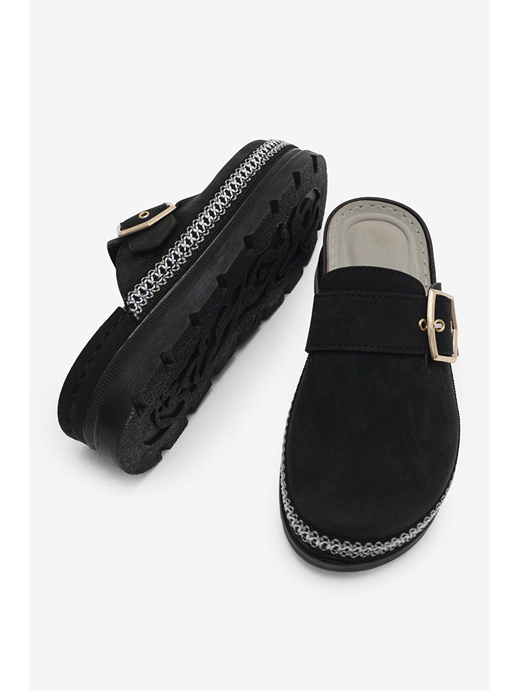 Kadın Siyah Poli Taban Rahat Kalıp Tokalı Terlik-2