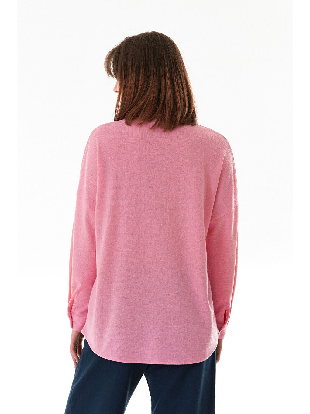 Pembe Basic Jakarlı Oversize Gömlek-3