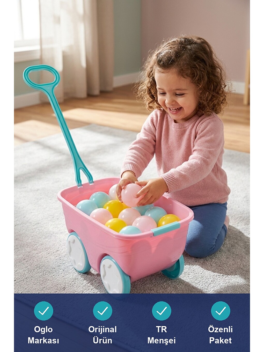 Gezgin Vagon Oyun Seti 24 Adet 7 Cm Renkli Top Pembe-4