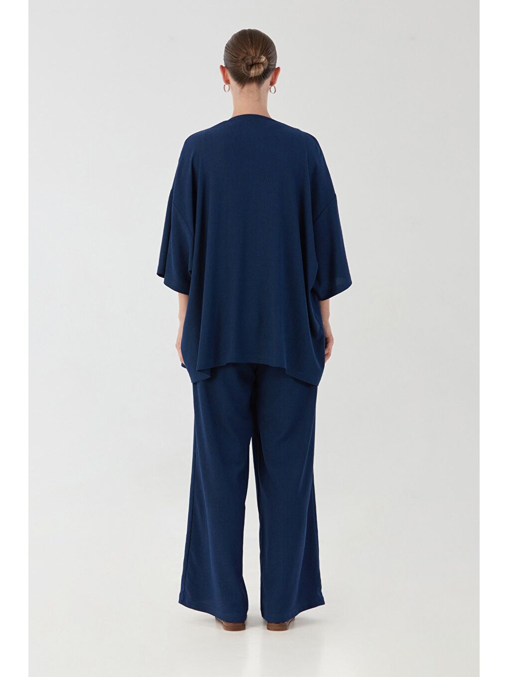 Lacivert Bürümcük Kumaş Şal Yaka 3 Lü Takım-3