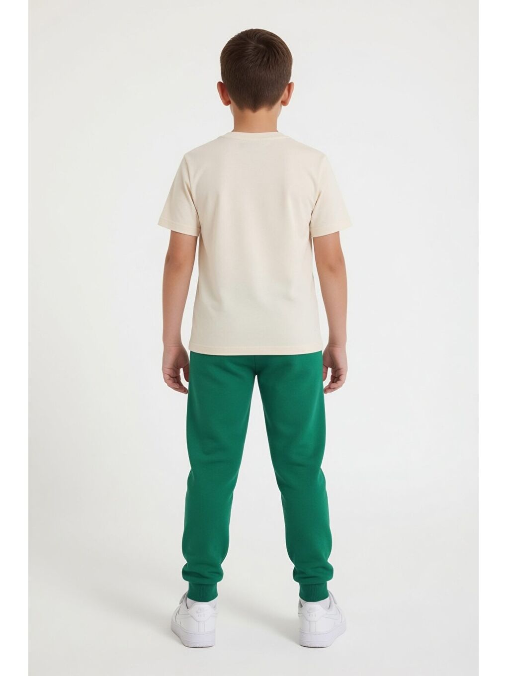Yeşil Baskılı Bisiklet Yaka Tişörtlü Beli Lastikli Erkek Çocuk 2li Takım 23885-2
