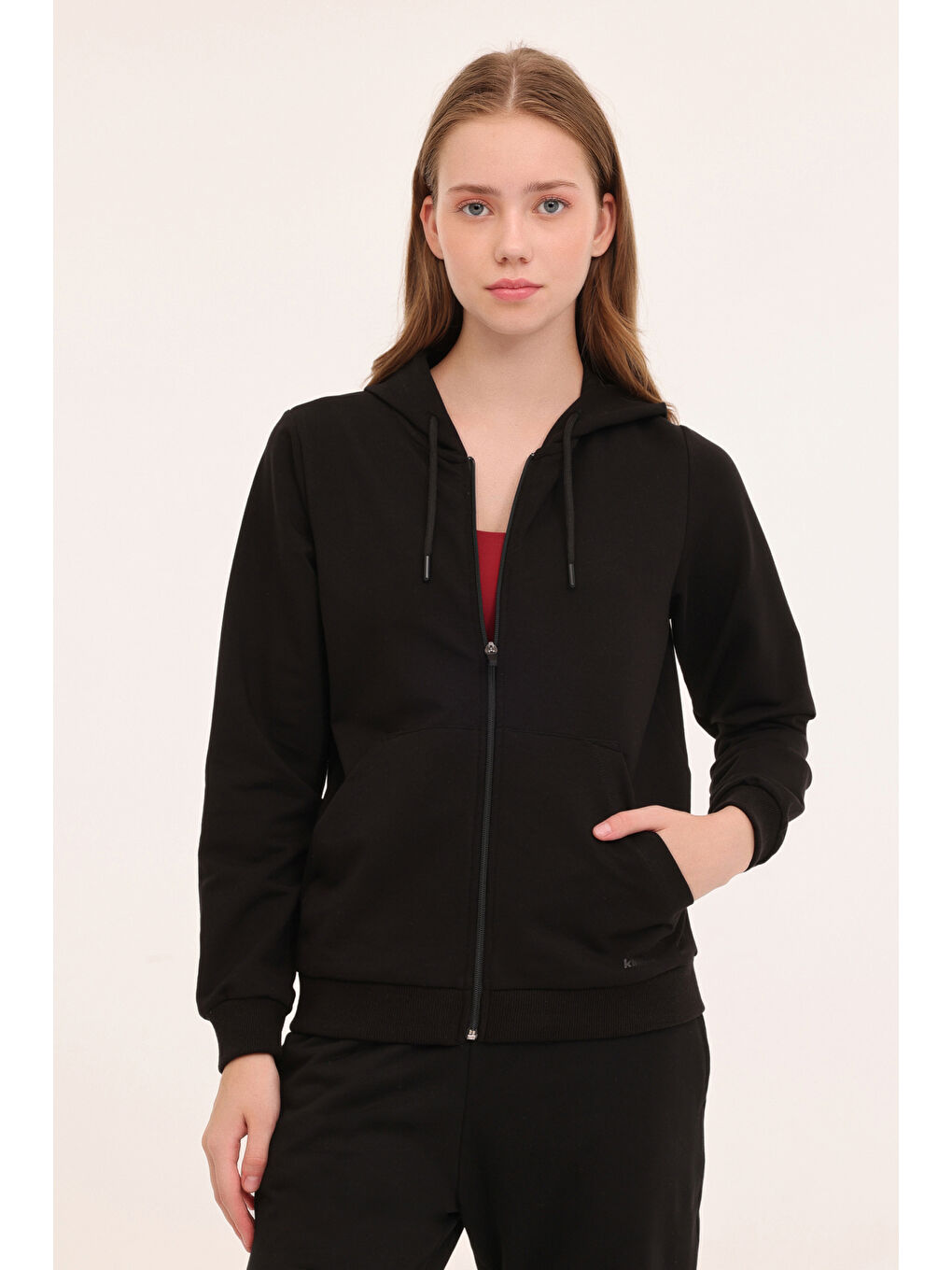 WB FULL ZIP 18SN85 3PR Siyah Kadın Eşofman Üstü-4