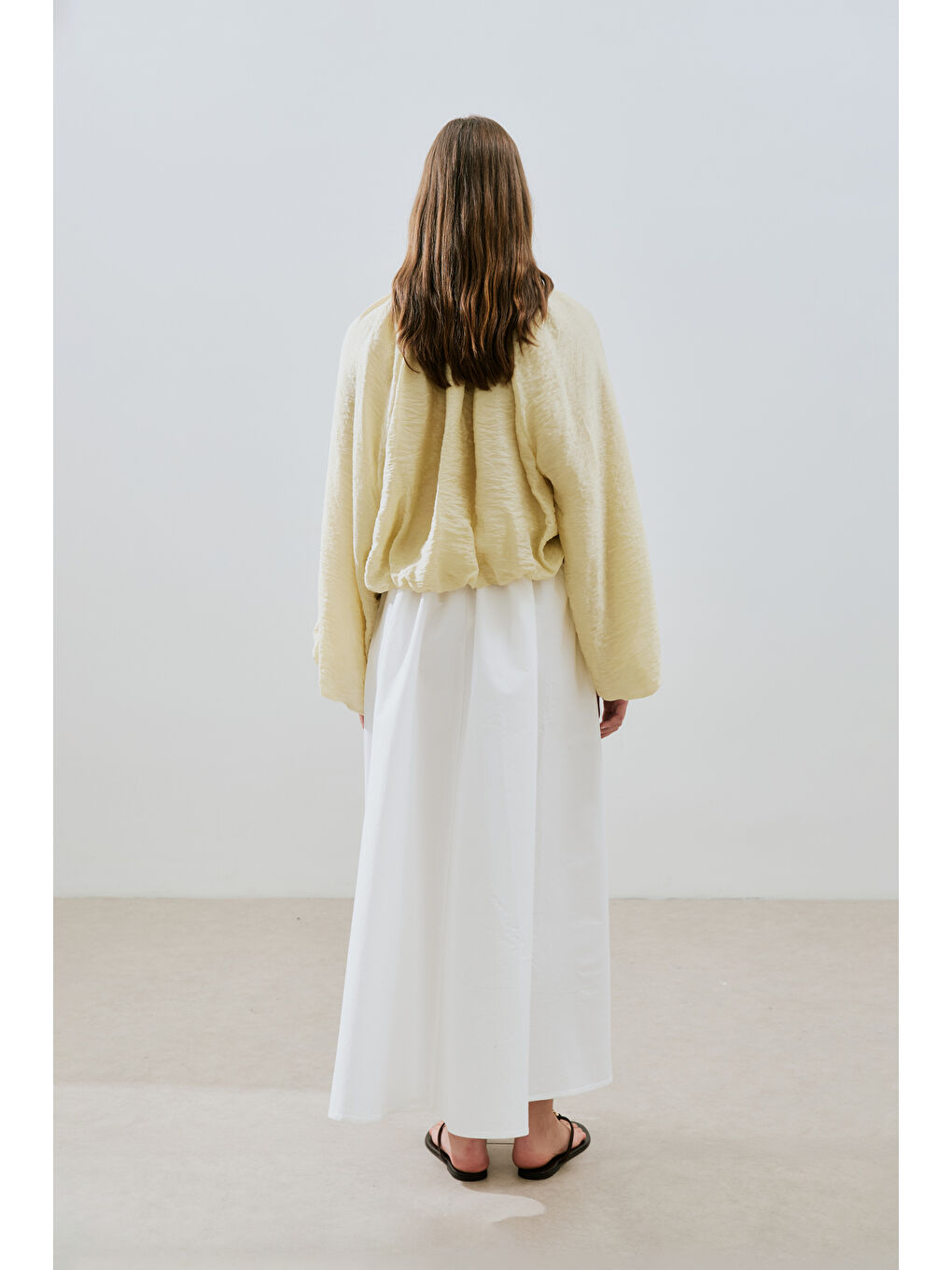 Balon Form Kısa Bluz Soft Sarı-6