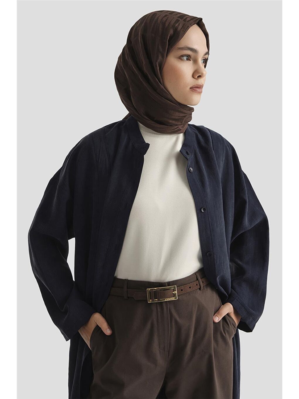 Lyocell Tunik Elbise 25Yd5800 Lacivert-1