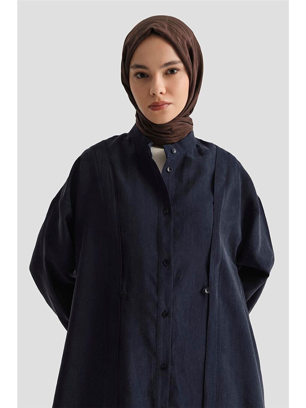 Lyocell Tunik Elbise 25Yd5800 Lacivert-2